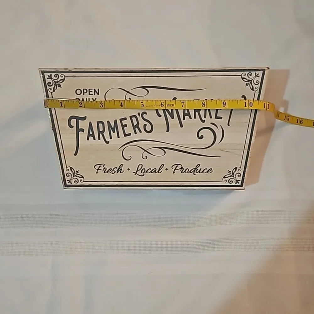 Farmers Market Gray & White Decorative Storage Bin | Modern Farmhouse Decor
